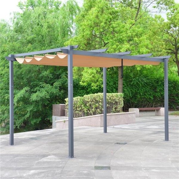 Aleko Aleko PERGSAND10X13-UNB 13 x 10 ft. Diy Frame Aluminum Outdoor Retractable Canopy Pergola - Sand PERGSAND10X13-UNB